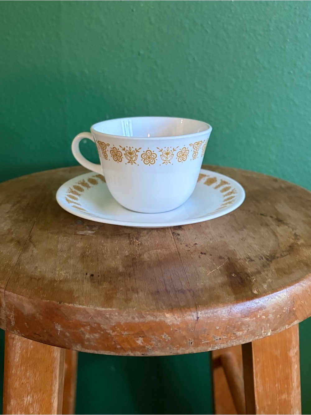 Vintage Corelle Livingware Butterfly Gold Cup & Saucer set by Corning